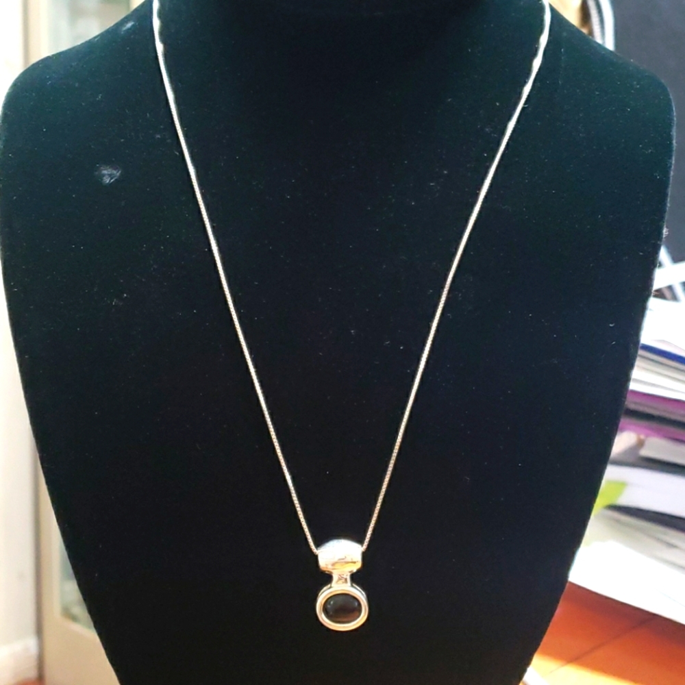 925 Silver Necklace with Black Onyx Pendant